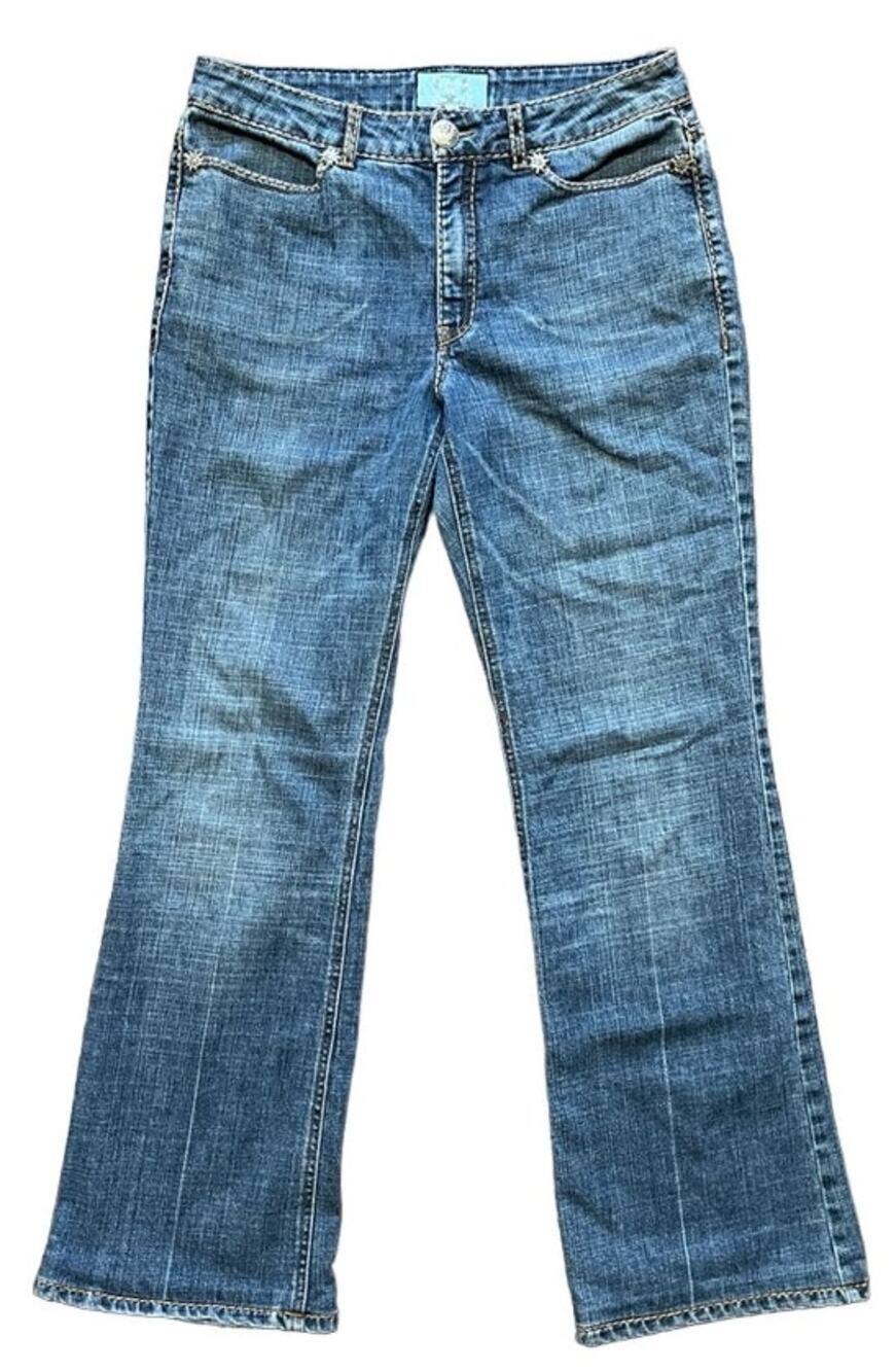 VTG ESCADA Western Stitch Mid Rise Bootcut Jeans in Medium Wash Y2K SZ 6
